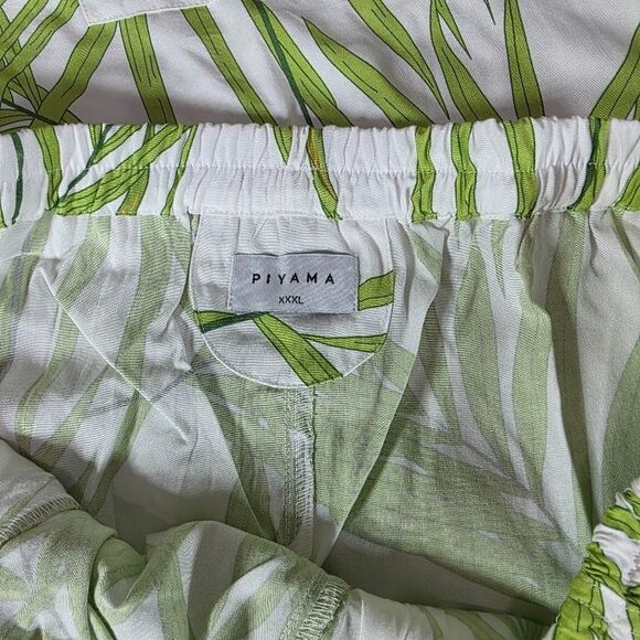 PIYAMA Abigail Pajama Sleep Set XXXL Shorts w/Short Sleeve Top Green/White Palm - Picture 6 of 13